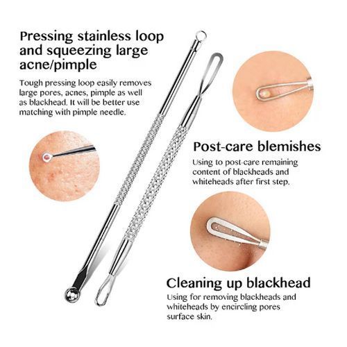 Cool 4pcs Stainless Steel Facial Acne Blackhead Remover Needles Kit Extractor Tool Set