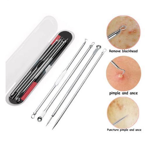 Cool 4pcs Stainless Steel Facial Acne Blackhead Remover Needles Kit Extractor Tool Set