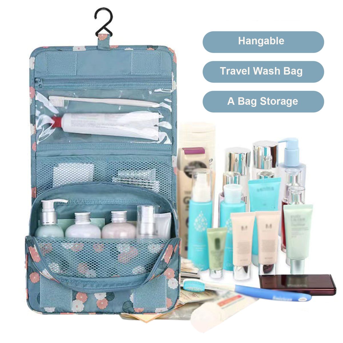 Travel Wash Cosmetic Bag Multifunctional Waterproof Foldable