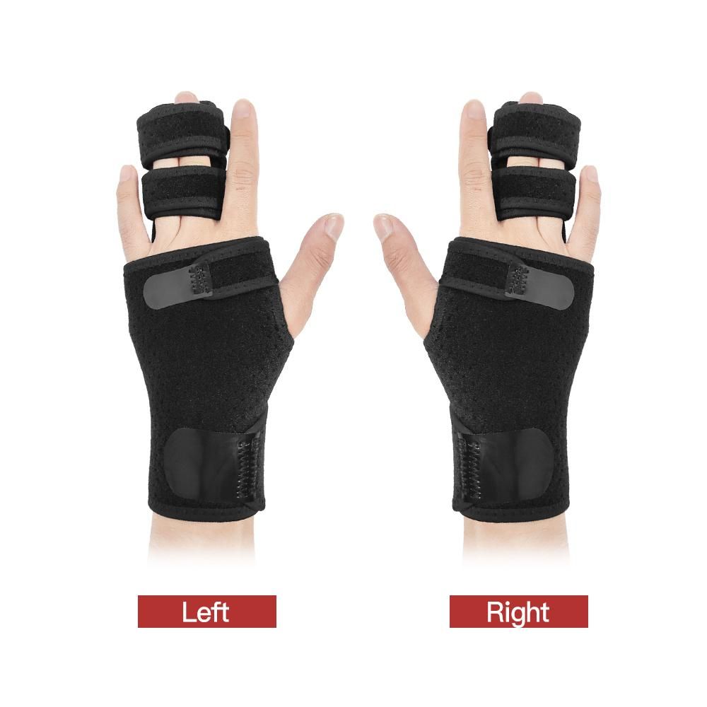 Finger Guards with Removable Splint Finger Support Brace Two or Three Fingers Stabilizer Adjustable Full Finger or Hand Brace for Home Work Sleep Pain Relief Right Hand