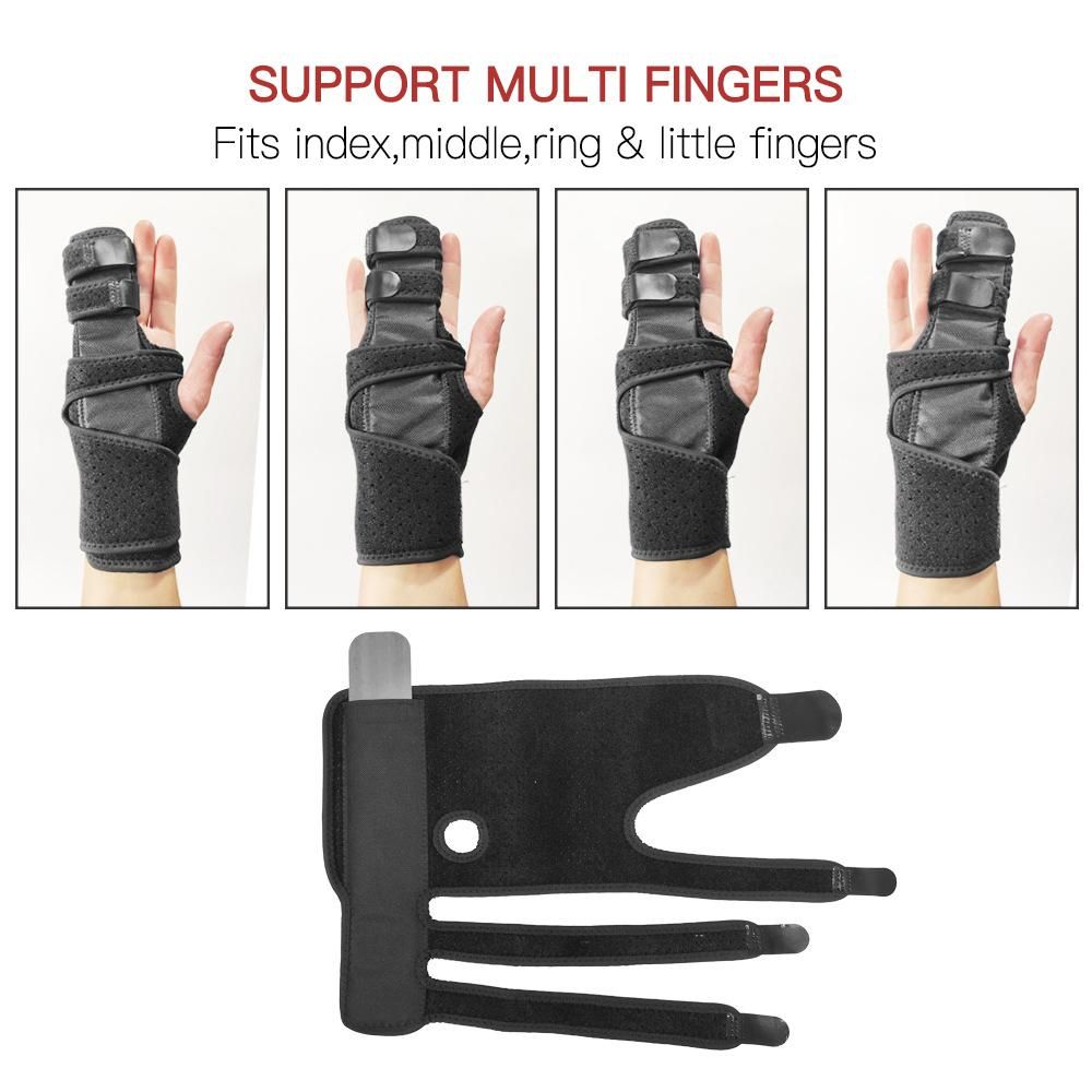 Finger Guards with Removable Splint Finger Support Brace Two or Three Fingers Stabilizer Adjustable Full Finger or Hand Brace for Home Work Sleep Pain Relief Right Hand