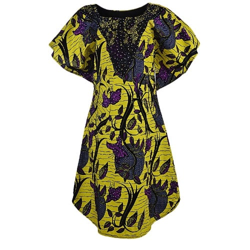 Short Kaftan Dress with Chord Lace