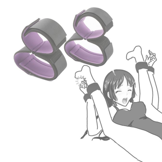 Black BDSM Sex Restraint Set Wrist Thigh Cuffs