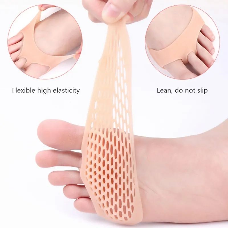 2Pair Non-slip Silicone Foot Pads Forefoot Insole Shoes High Heel Soft Insert Feet Protection Mat Ladies Toe Pain Relief Tool