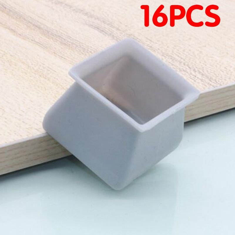 16Pcs Chair Leg Caps Silicone Floor Protector Square