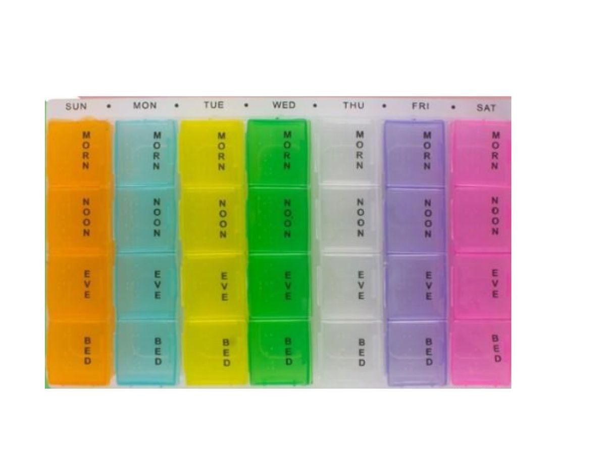 7 Day Coloured Pill Box Organizer