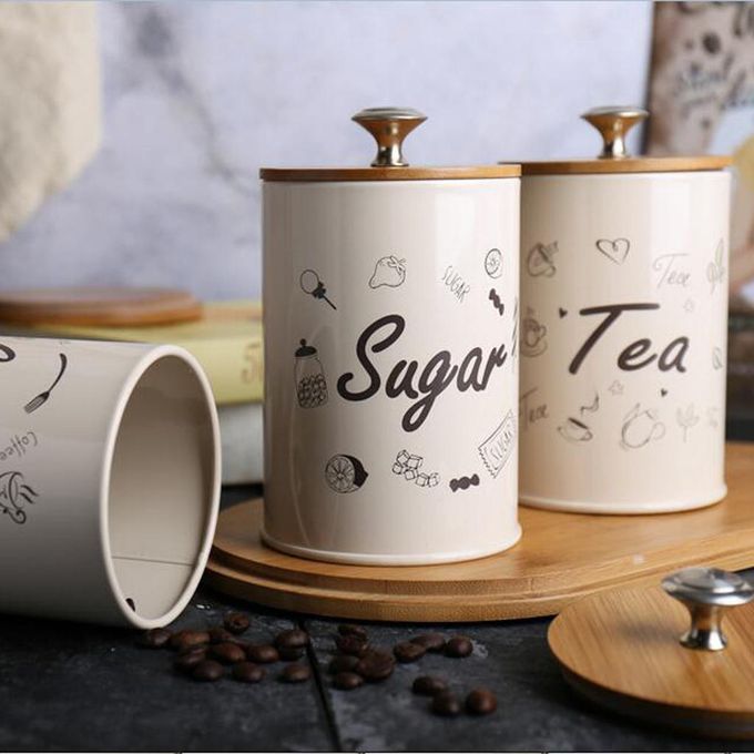 3pcs Kitchen  For Sugar Coffee Tea Fresh Storage Metal Spice