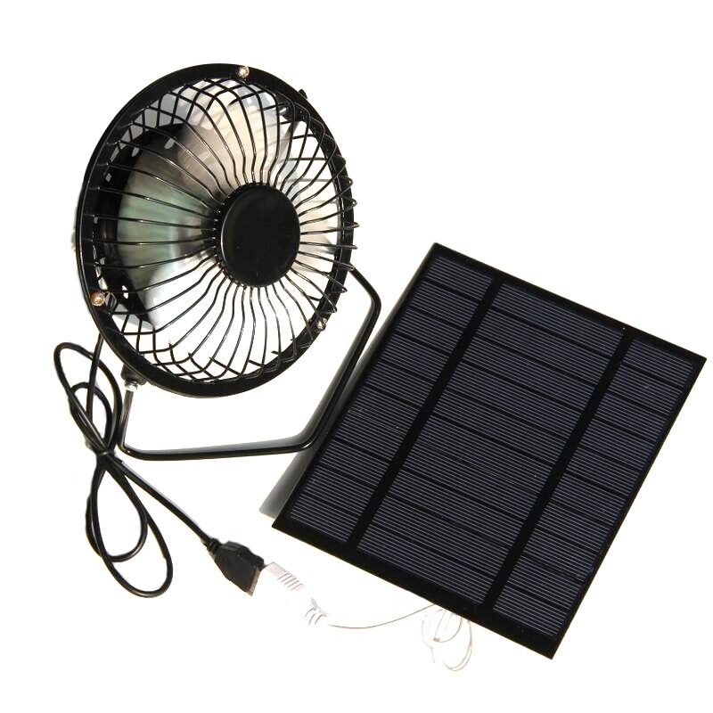 NEW-2.5W 5V Solar Powered Panel Iron Fan For Home Office