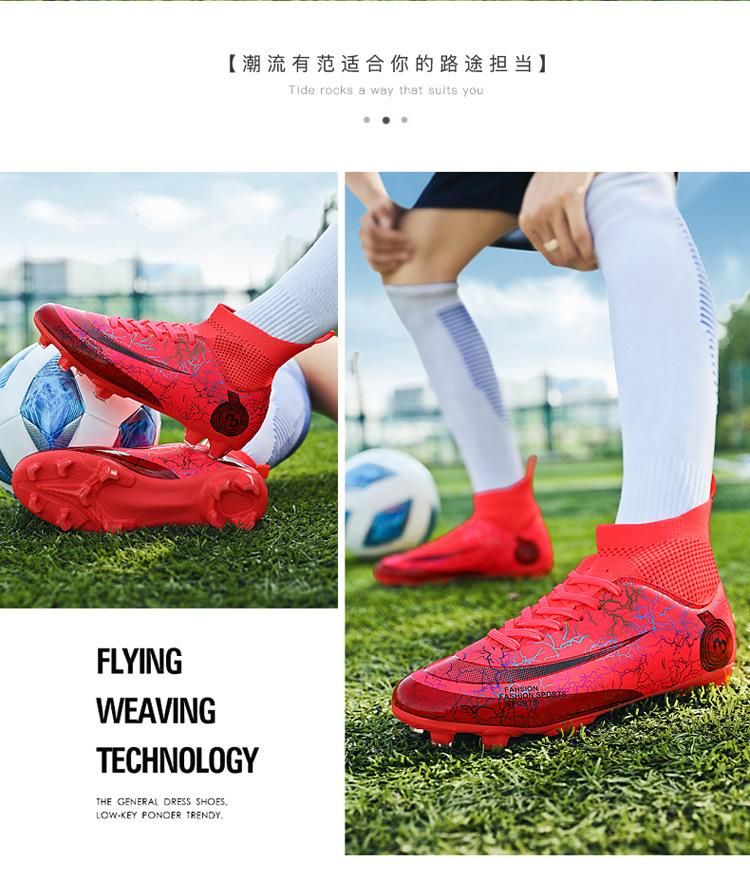 Men Soccer Shoes AG High Ankle Football Boots Men Sneakers