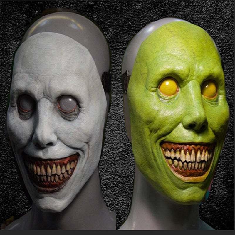 2021 Independent New Halloween Mask COS Exorcist Scary Smile White Eyes Demon Mask Wholesale white face mask
