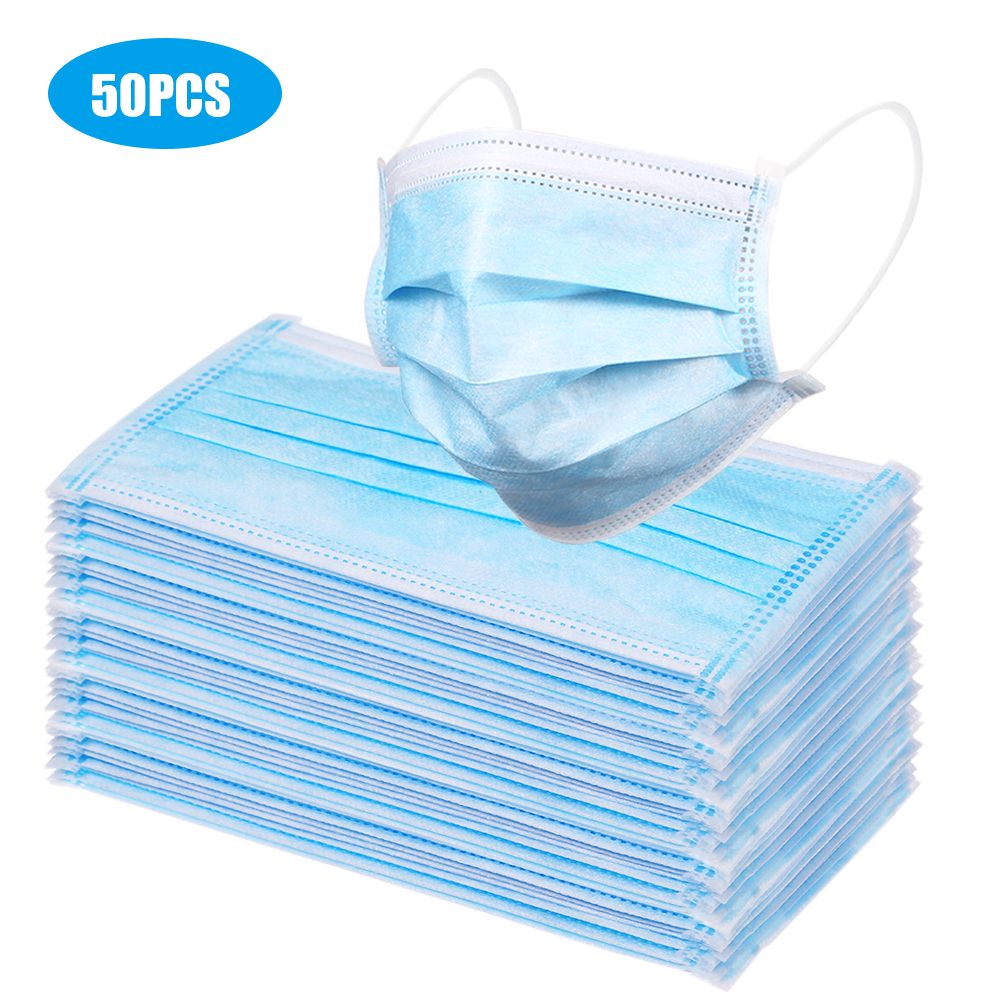 50PCS Face Mask Disposable Stop PM2.5 Particle Face Cover