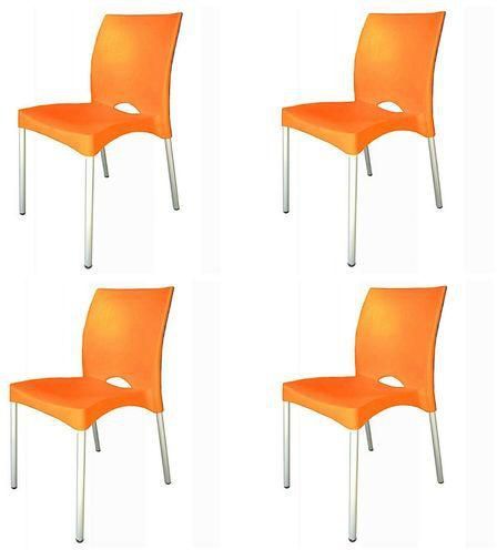 Plastic Armless Chair With Iron Legs-6 Sets