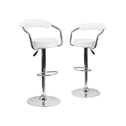 Adjustable 360° Set Of 2 Bar Stool-White