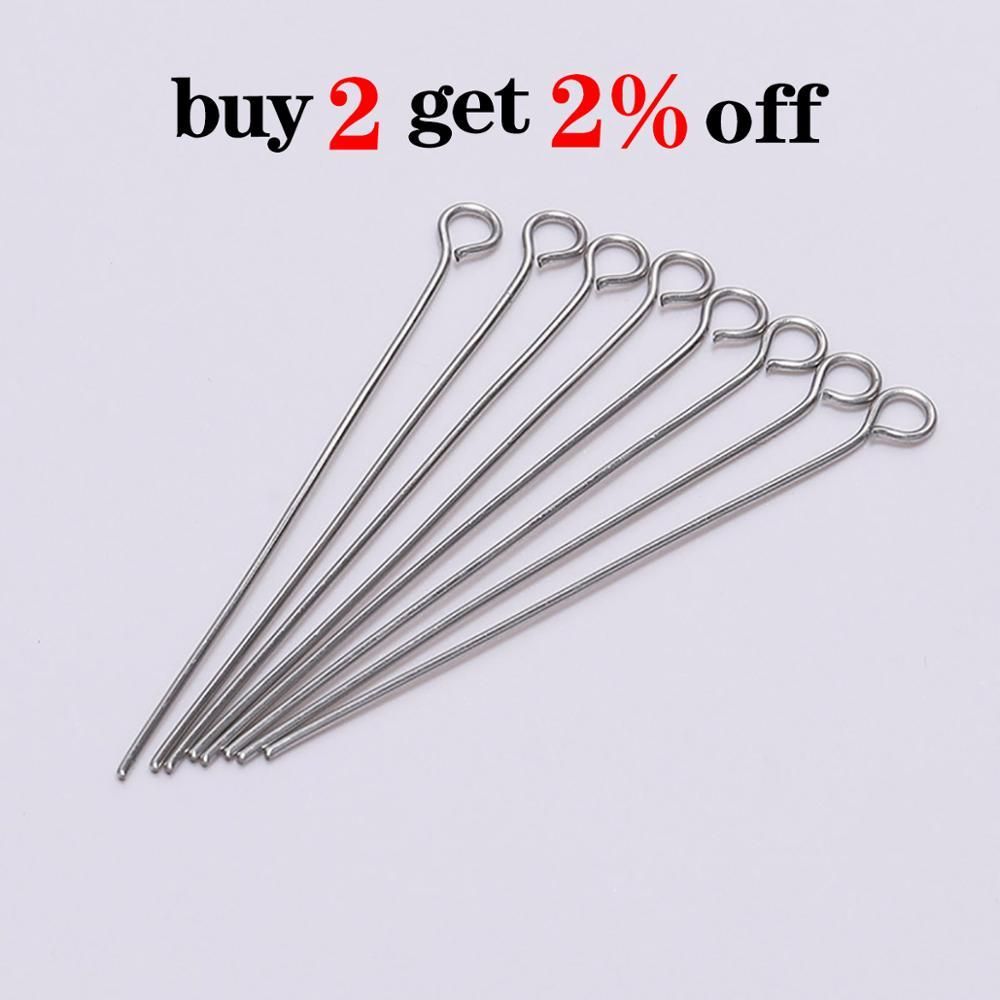 100pcs 20 25 30 35 40 45 50 mm Stainless steel Eye Pins Findings Eye Head Pins For Jewelry Making Supplies DIY Craft Accessories