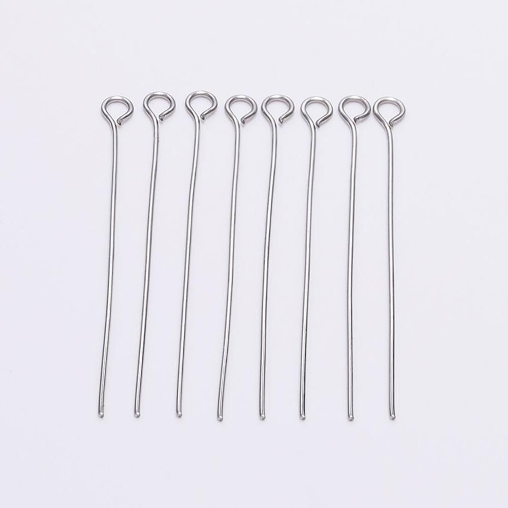 100pcs 20 25 30 35 40 45 50 mm Stainless steel Eye Pins Findings Eye Head Pins For Jewelry Making Supplies DIY Craft Accessories