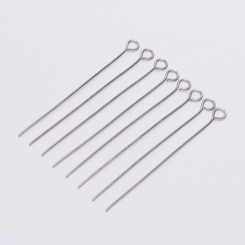 100pcs 20 25 30 35 40 45 50 mm Stainless steel Eye Pins Findings Eye Head Pins For Jewelry Making Supplies DIY Craft Accessories
