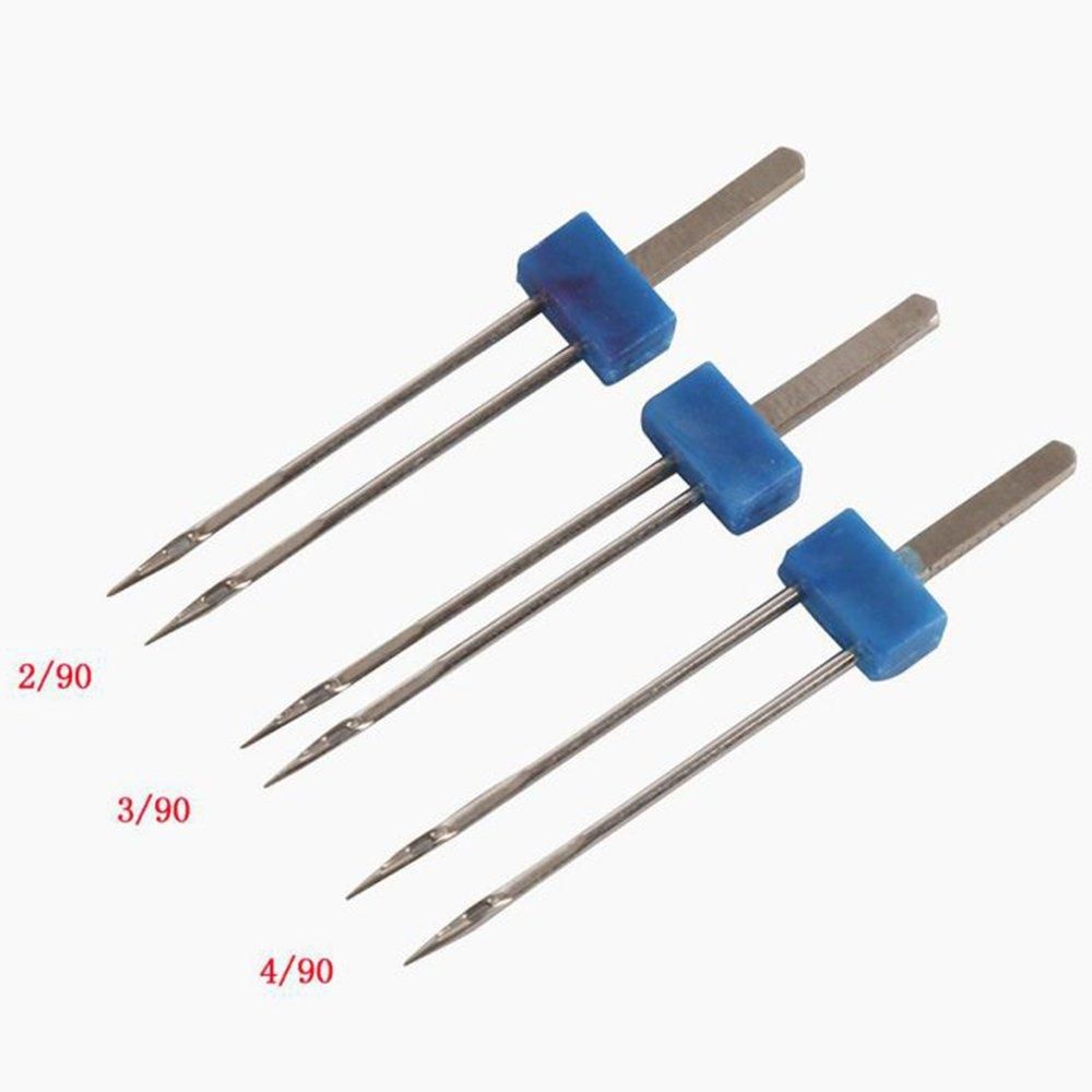 3 Pcs Double Twin Needles Pins (3 Size Mixed 2.0/90 3.0/90 4.0/90) With 3Pcs Groove Pintuck Presser Foot Sewing Machine Accessories