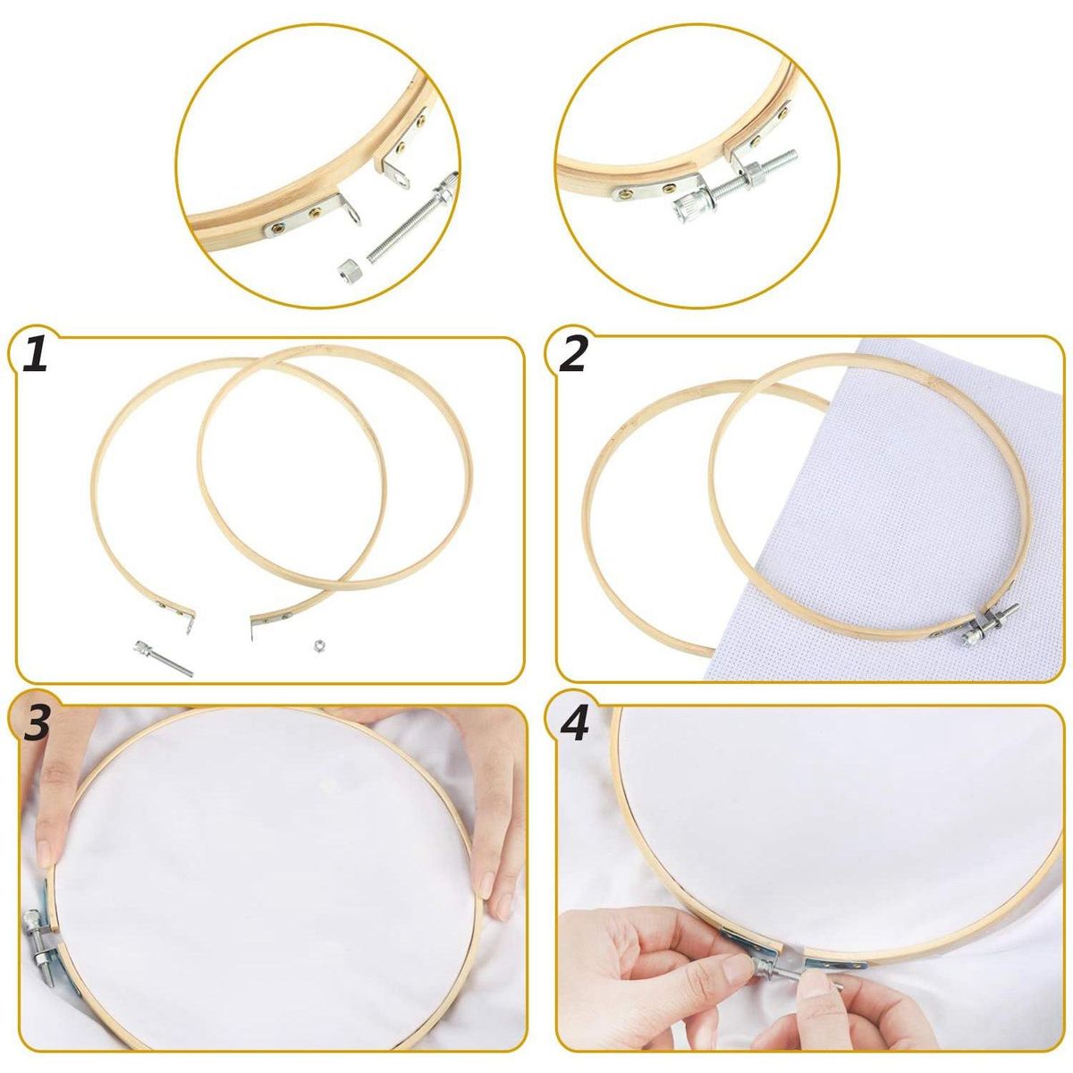Cross Stitch Tool Embroidery Starter Kit,Bamboo Sewing Ring,Vintage Scissors,Stitch Needle Thread Tool Sewing Embroidery