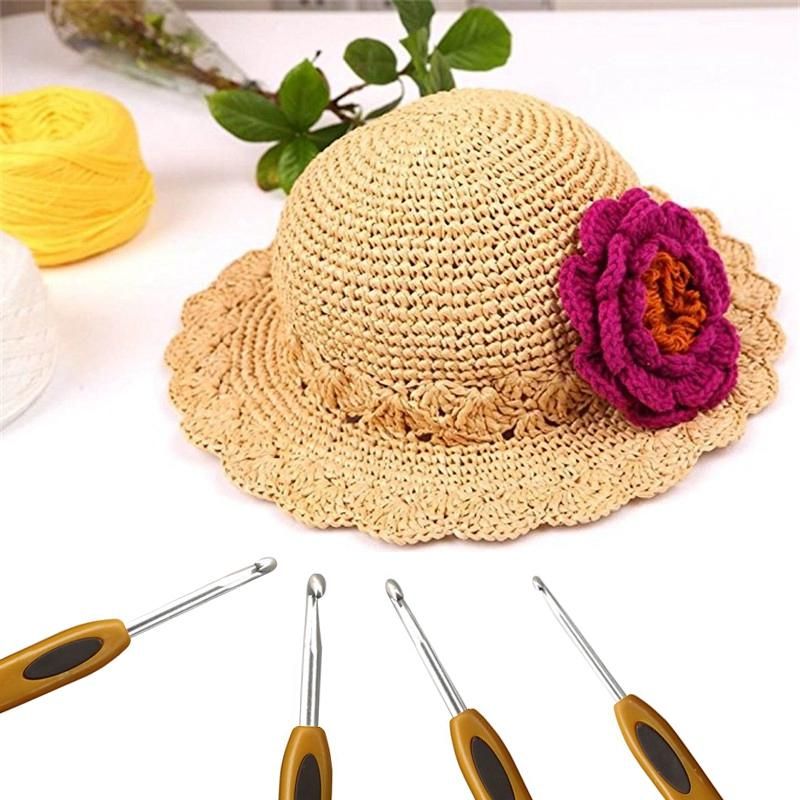 8Pcs/Set Crafts Hook Knitting Yarn Single Crocheting Silicone Crochet Ergonomic Soft Aluminium