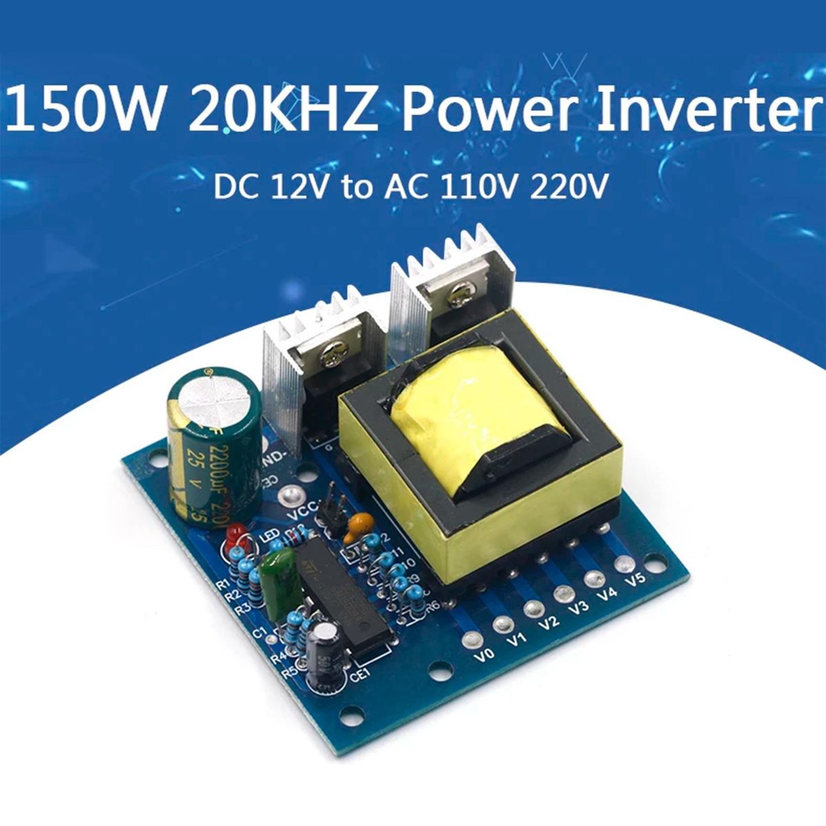 150W Car DC 12V to AC 110V 220V 20KHZ Power Inverter