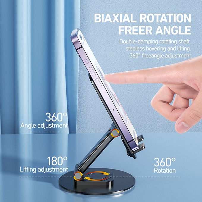 360 Rotation Foldable Lifting Phone Holder Pad Tablet Universal Mount  Desktop Stand Adjustable Aluminum Alloy Bracket