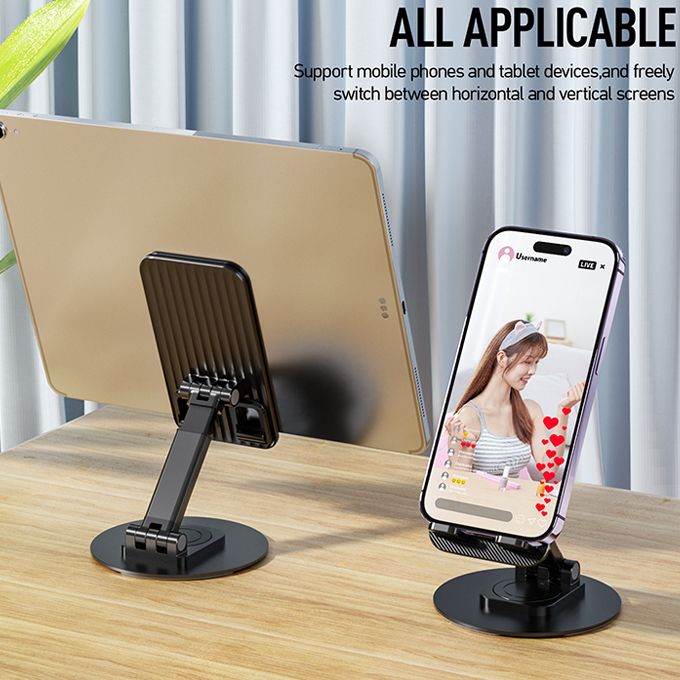 360 Rotation Foldable Lifting Phone Holder Pad Tablet Universal Mount  Desktop Stand Adjustable Aluminum Alloy Bracket
