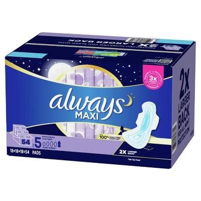 Extra-Heavy Overnight Maxi Pads With Flexi-Wings, 54 Ct ...