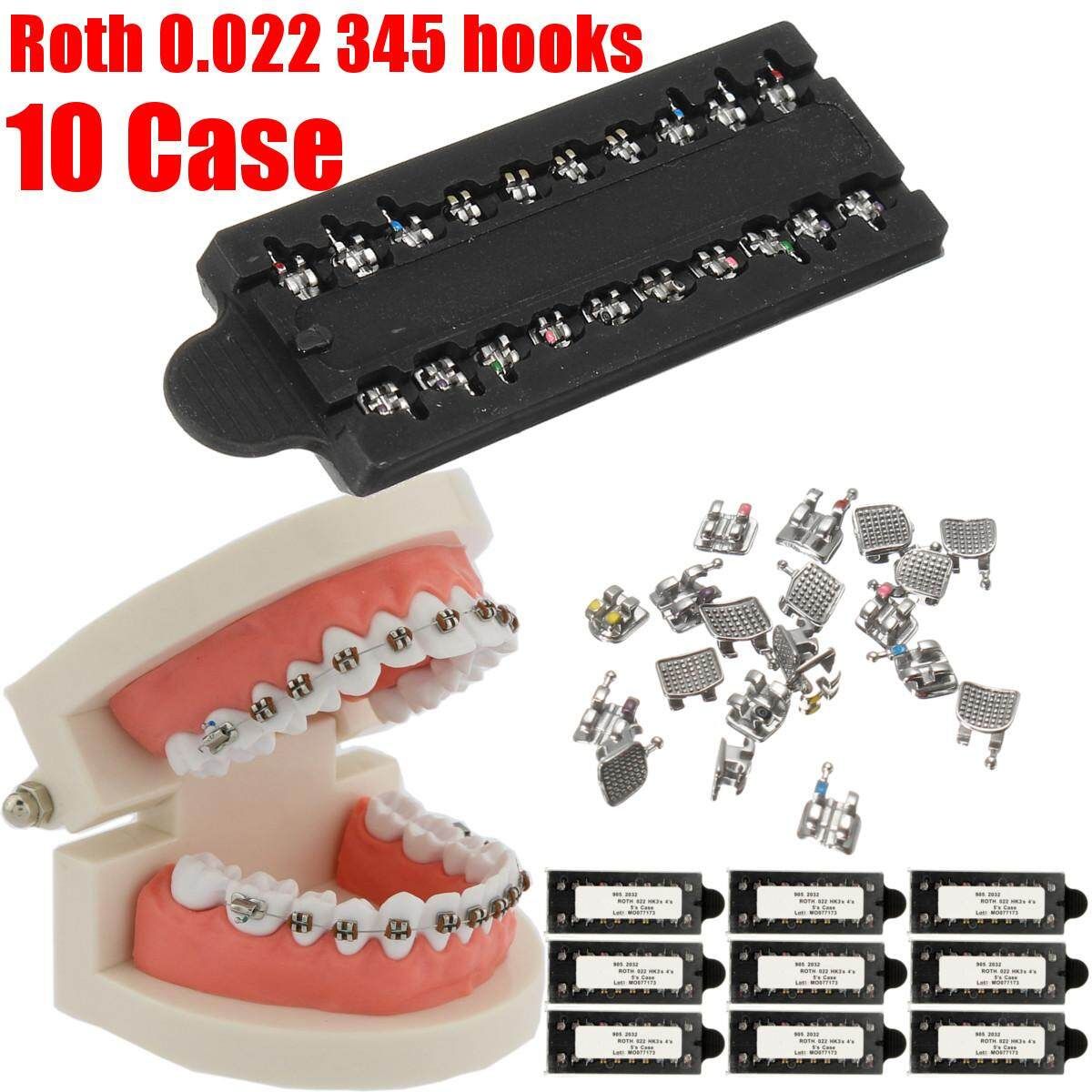 10 Cases OC Dental Orthodontic MIM Metal Bracket Braces Roth 0.022 345 Hooks