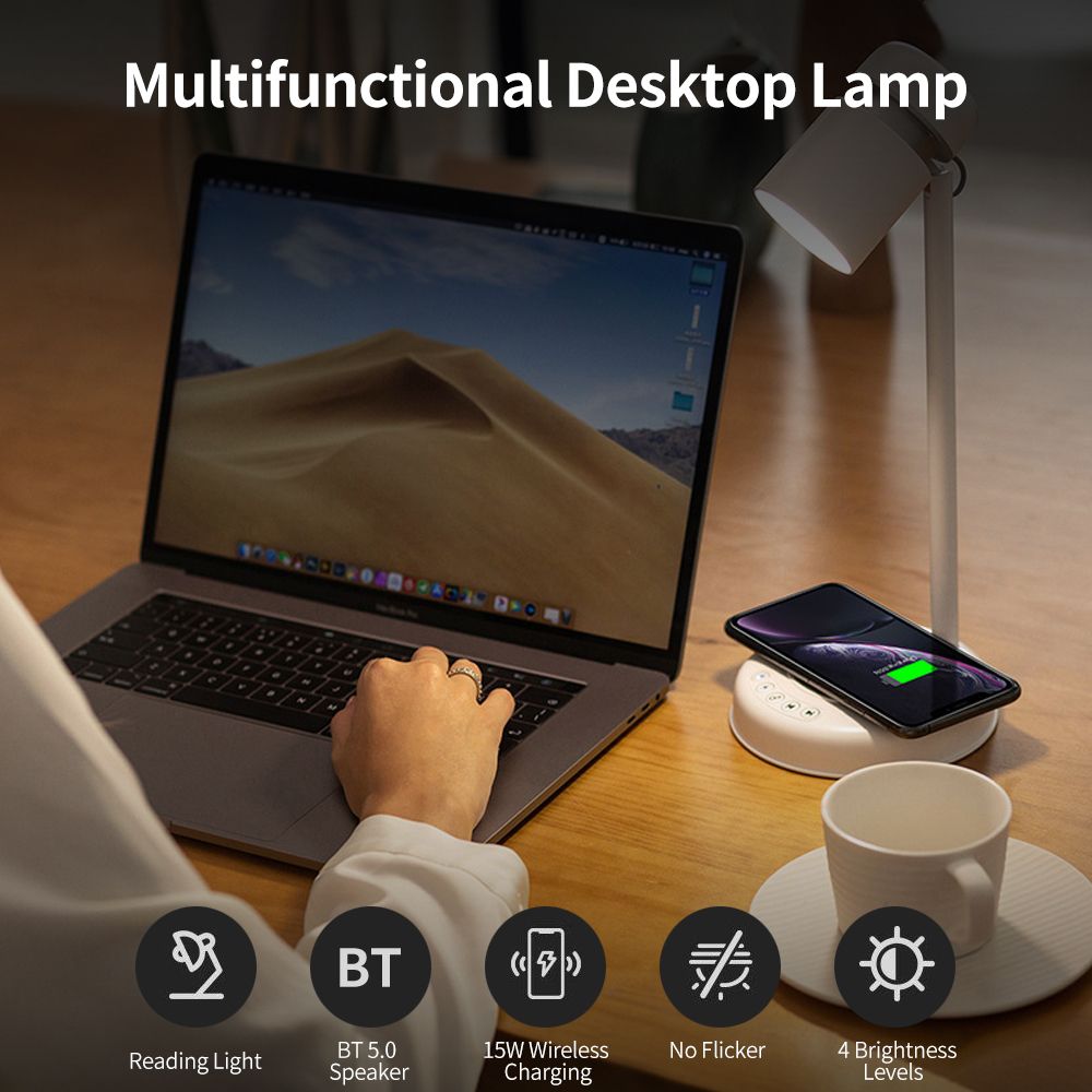 Desktop Lamp With BT 5.0 Speaker 1 Color Mode 4 Brightness
