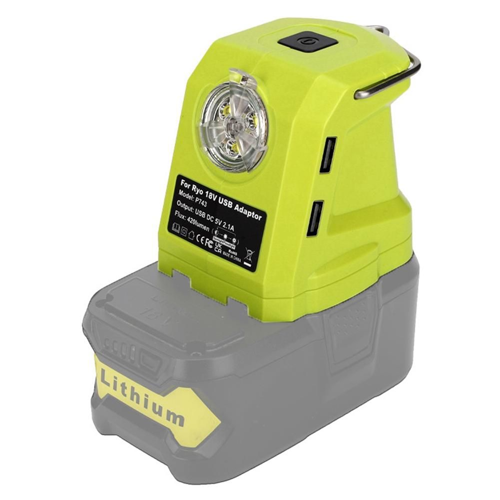 LED Work Light for RYOBI 14.4V-18V Li-Ion Battery Dual USB