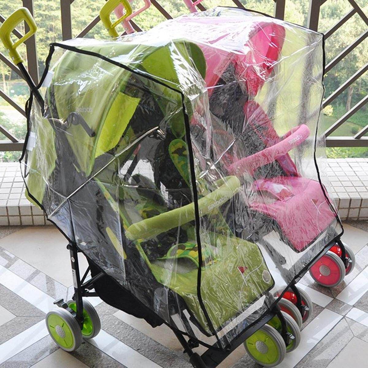 Universal Baby Kid Clear Double Pushchair Twins Pram Stroller Rain Cover