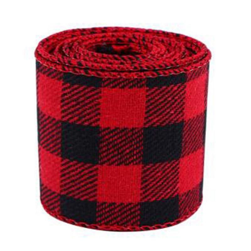 63mm Wired Tartan Ribbon Gingham Cloth Ribbon for Handmade C