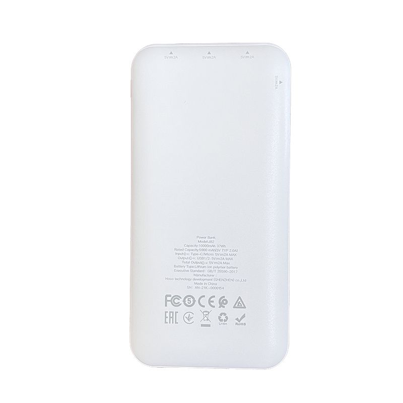 J82White 10000Mah DualOutput Fast Charging Power-Bank