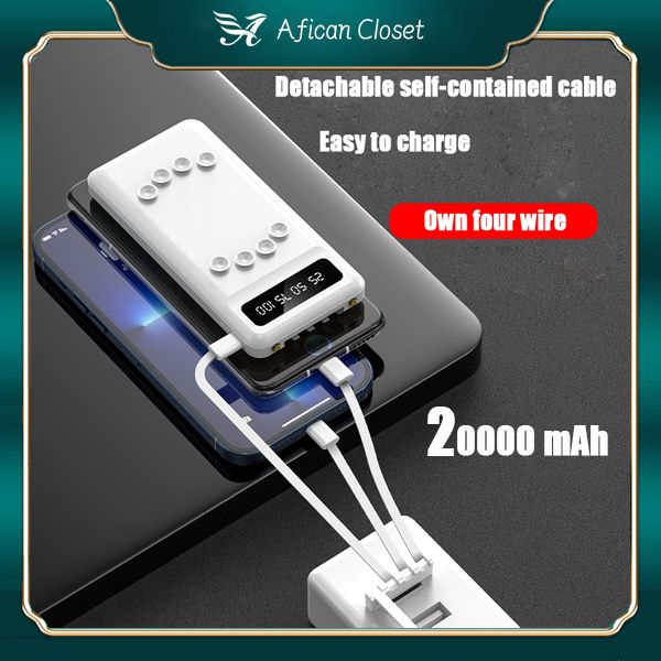 Power Banks 20000mAh Shares Four-wire White