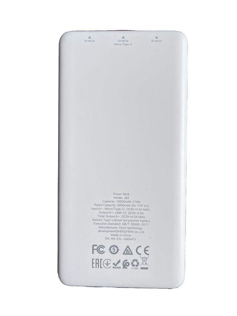 J84 White  10000 Mah Power-Bank Dual Fast Charging
