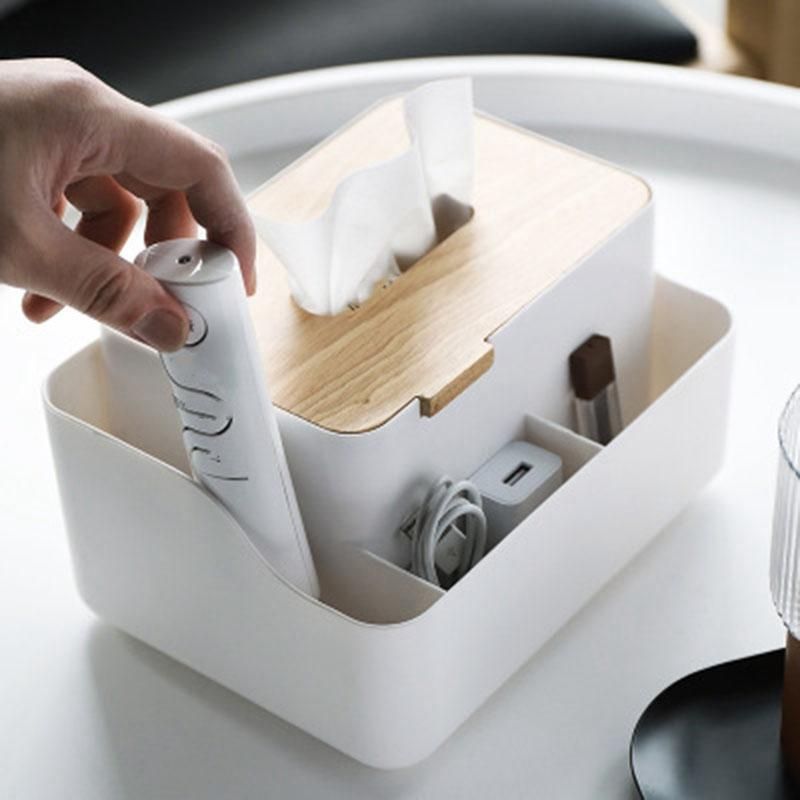 Bamboo Wood Cover Plastic Tissue Box Paper Towel