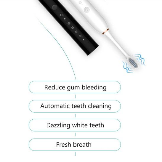 Electric Toothbrush Sonic Vibration 6 Files Soft Fur USB