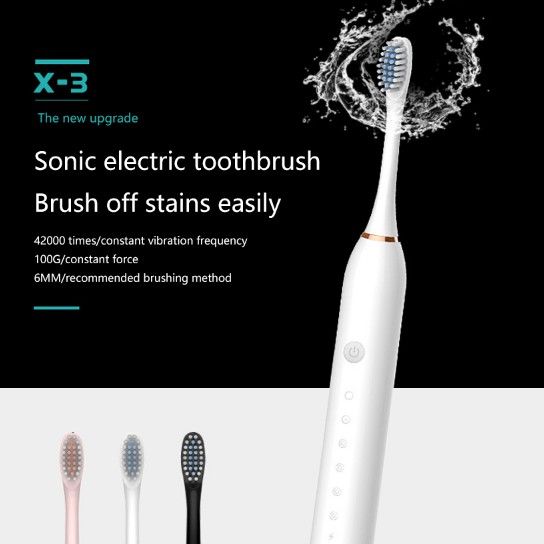 Electric Toothbrush Sonic Vibration 6 Files Soft Fur USB