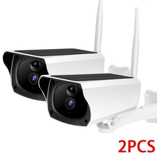Outdoor WiFi 3MP IP Camera Solar Power Energy Security Bullet CCTV PIR P2P Wireless [2pieces]