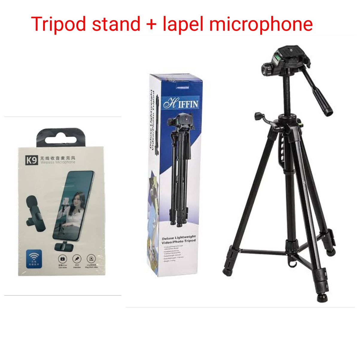 Hiffin Video And Photo Tripod Stand + Lapel Microphone