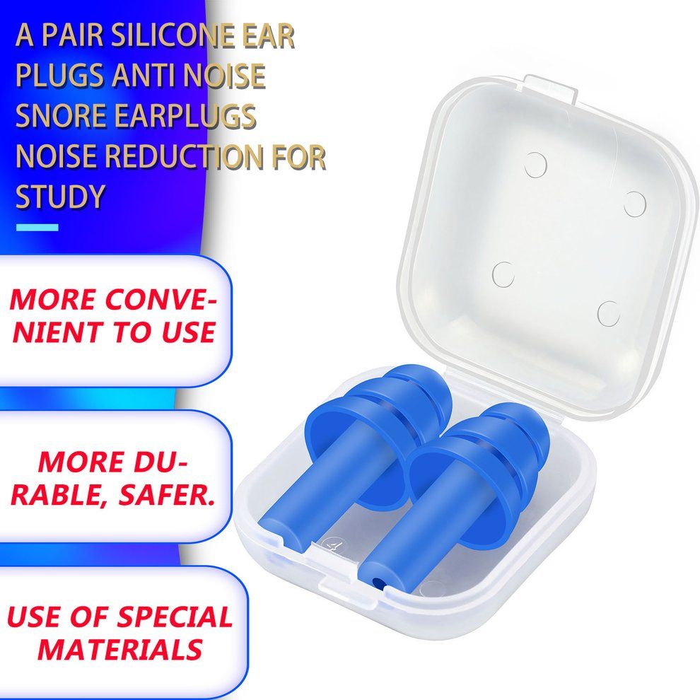A Pair Sili One Ear Plugs Anti Noise Snore Earplugs Noise Redu Tion For Study-blue