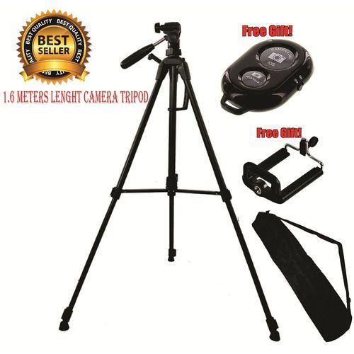 1.6M  Quality Aluminum SLR DSLR Camera Lightweight Tripod With Bag,1 Free Phone Holder & 1 Blutooth Shutter/Camera Tripod.