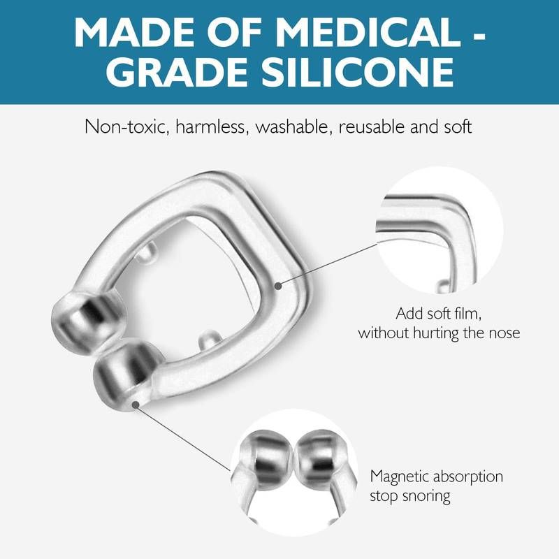 Magnetic Anti Snoring Nose Clip Device, Silicone Snore Stopper, Easy Breathe, Improve Sleeping