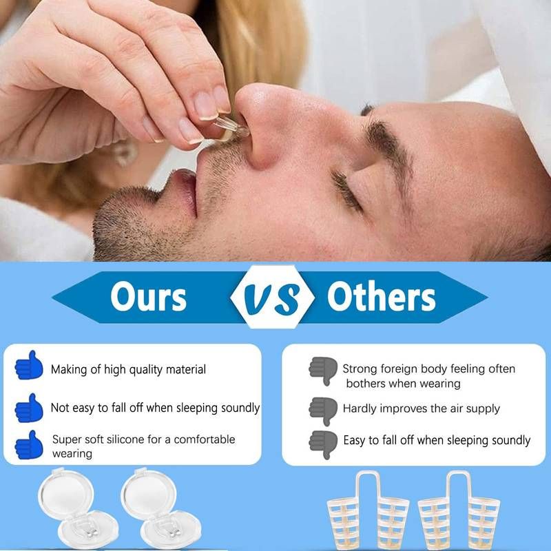 Magnetic Anti Snoring Nose Clip Device, Silicone Snore Stopper, Easy Breathe, Improve Sleeping