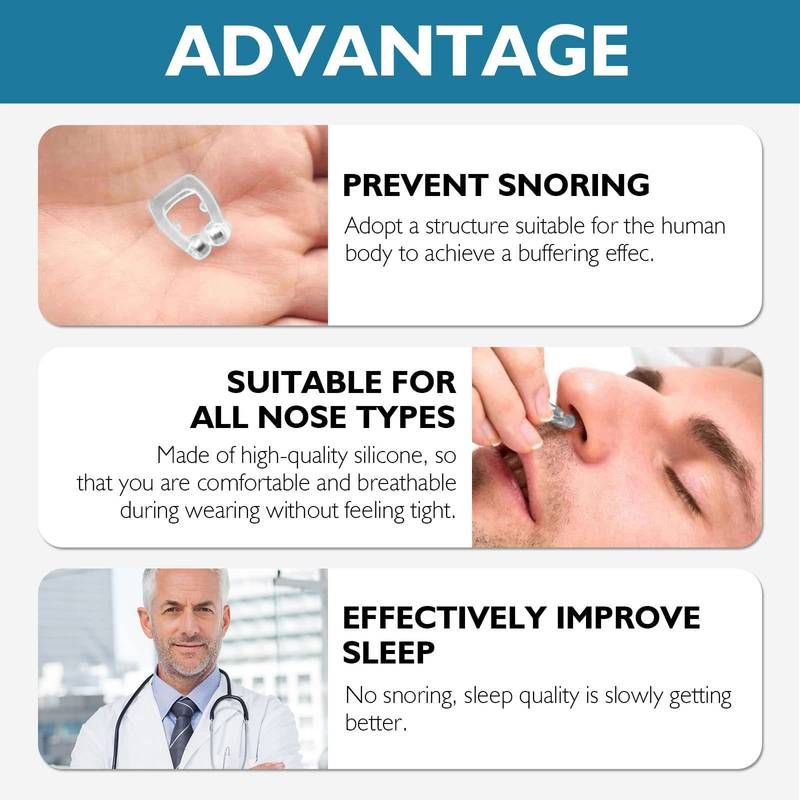 Magnetic Anti Snoring Nose Clip Device, Silicone Snore Stopper, Easy Breathe, Improve Sleeping