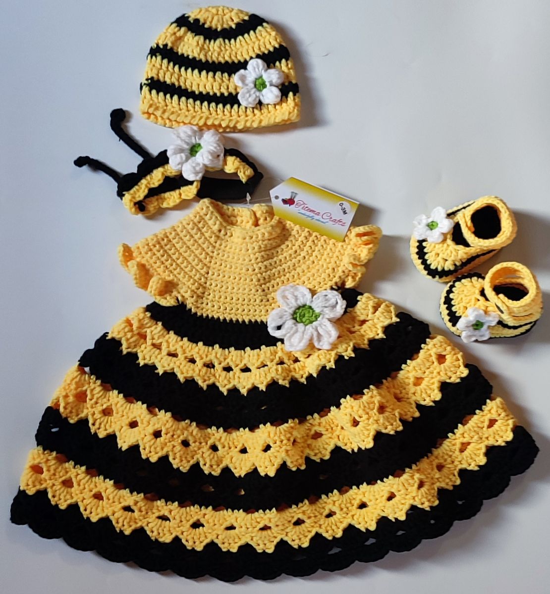 BumbleBee Crochet Dress Set