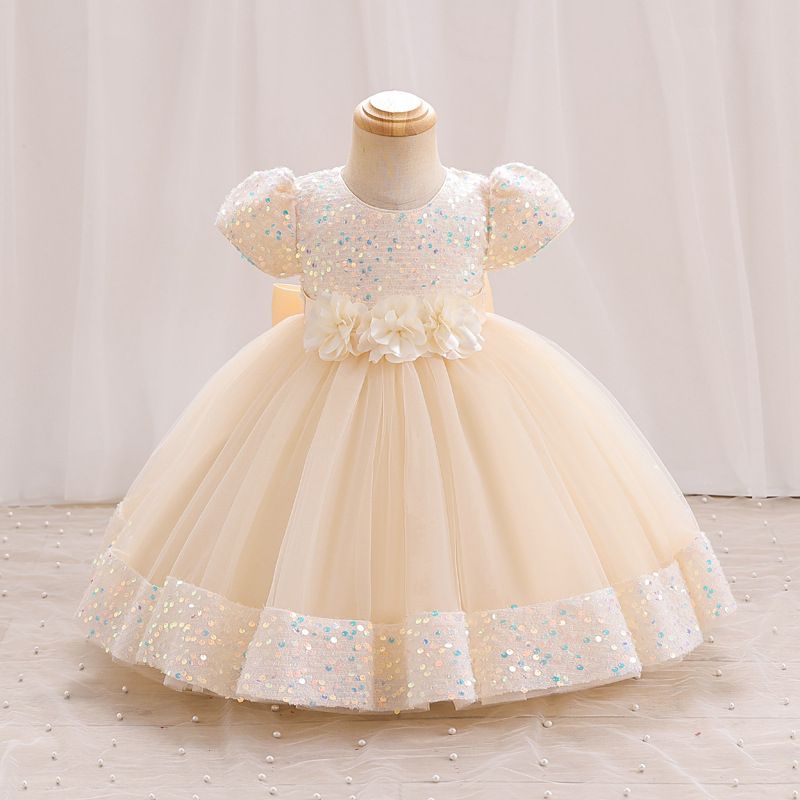 KENDALL GIRL QUALITY SHIMMER BALL GOWN - CREAM/GOLD - G305