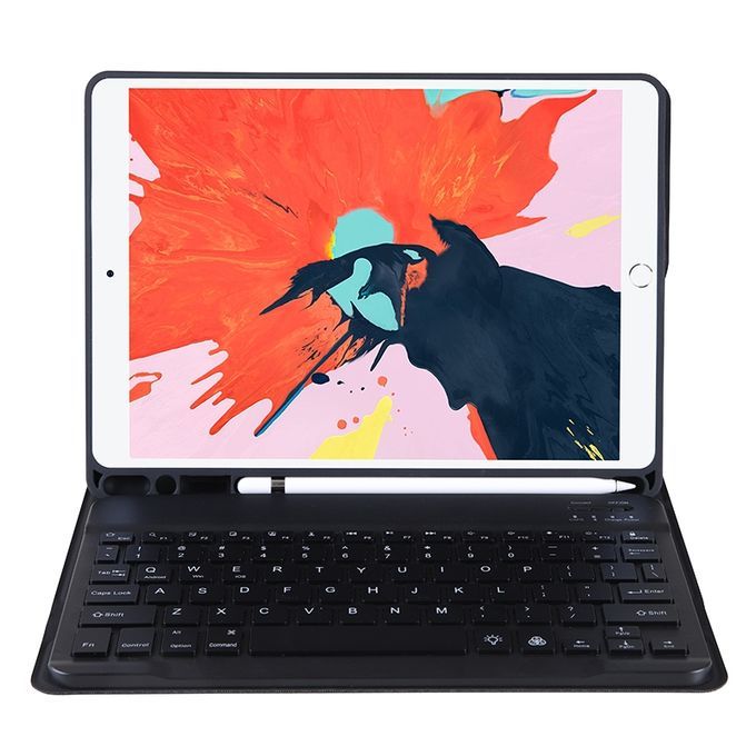 T102B For IPad Air / Pro 10.5 Inch (2019) TPU Candy Color Ultra-thin Bluetooth Keyboard Protective Case With Stand & Pen Slot(Black)