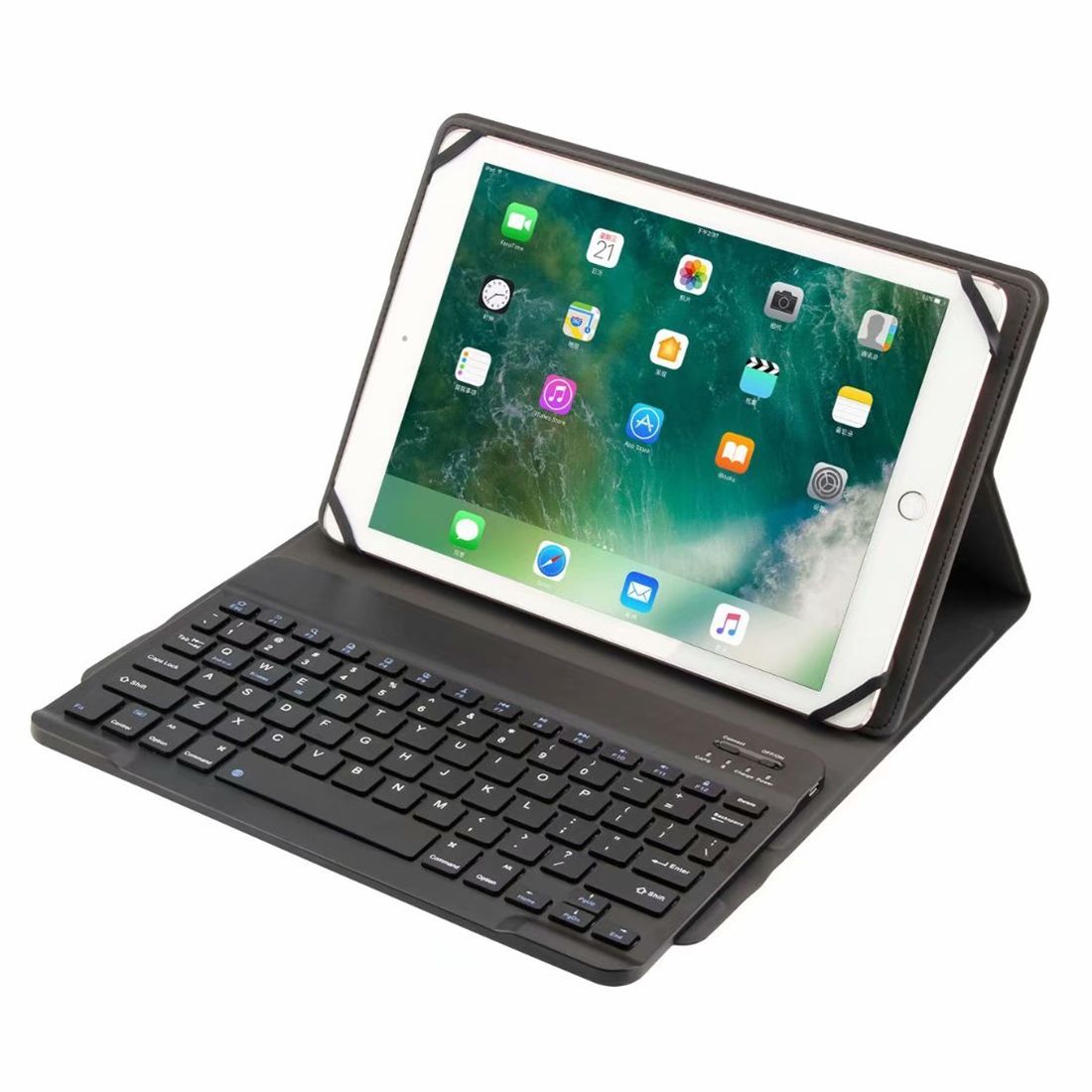 TH10-C For Android & Apple & Windows System 9.7-10 Inch Universal Detachable Bluetooth Keyboard Protective Case With Stand(Black)
