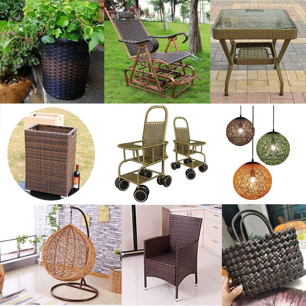 8mm Flat Rattan Woven Fabric, Synthetic Rattan Repair Woven Material, Used for DIY Furniture, Chairs and Tables Green
